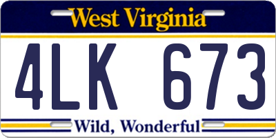 WV license plate 4LK673