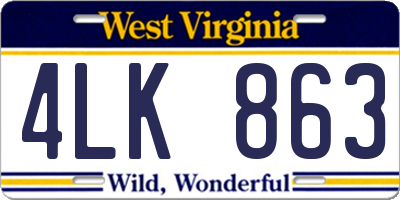 WV license plate 4LK863