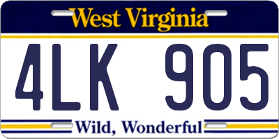 WV license plate 4LK905