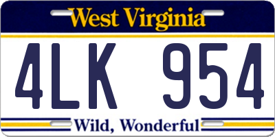 WV license plate 4LK954