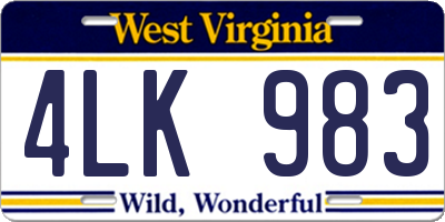 WV license plate 4LK983