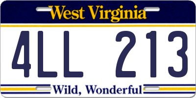 WV license plate 4LL213