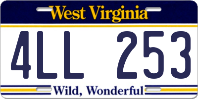 WV license plate 4LL253