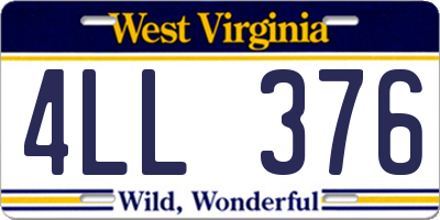 WV license plate 4LL376