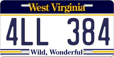 WV license plate 4LL384