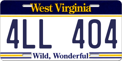 WV license plate 4LL404