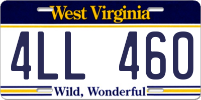WV license plate 4LL460