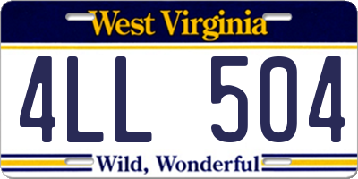 WV license plate 4LL504