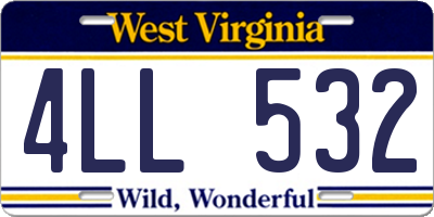 WV license plate 4LL532