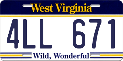 WV license plate 4LL671