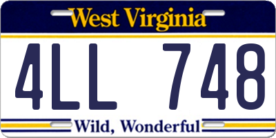 WV license plate 4LL748