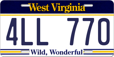 WV license plate 4LL770