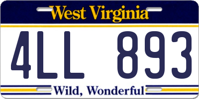 WV license plate 4LL893
