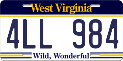 WV license plate 4LL984