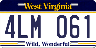 WV license plate 4LM061