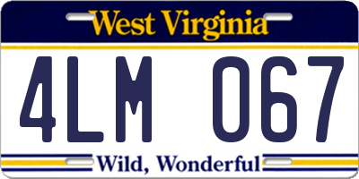WV license plate 4LM067