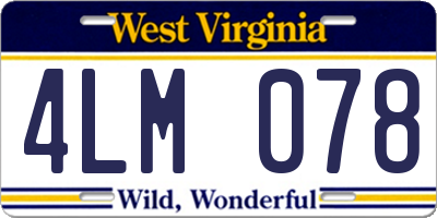 WV license plate 4LM078