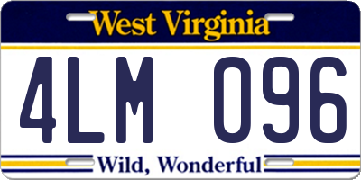WV license plate 4LM096