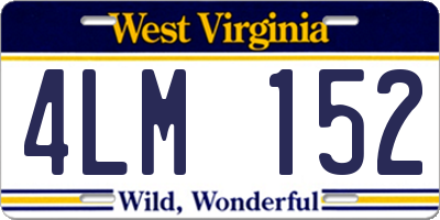 WV license plate 4LM152