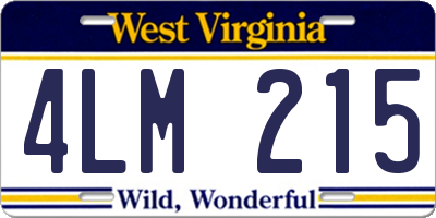 WV license plate 4LM215