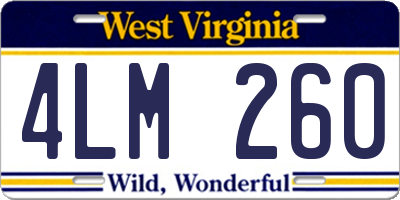 WV license plate 4LM260