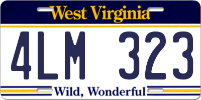 WV license plate 4LM323
