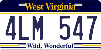 WV license plate 4LM547