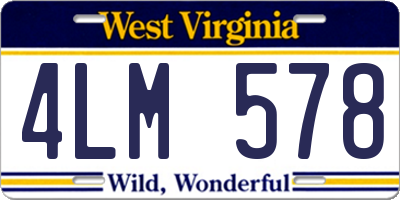 WV license plate 4LM578
