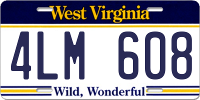WV license plate 4LM608
