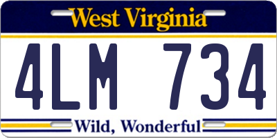 WV license plate 4LM734