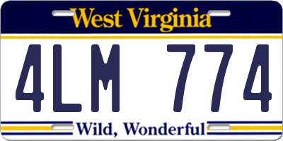 WV license plate 4LM774