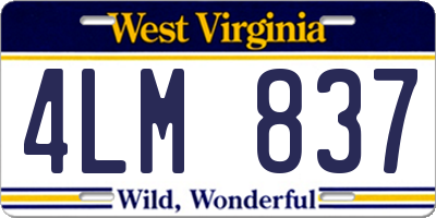 WV license plate 4LM837