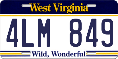 WV license plate 4LM849