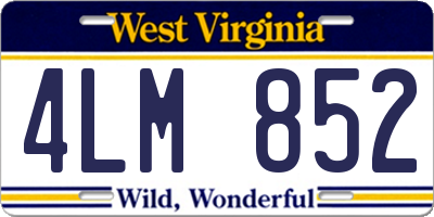 WV license plate 4LM852