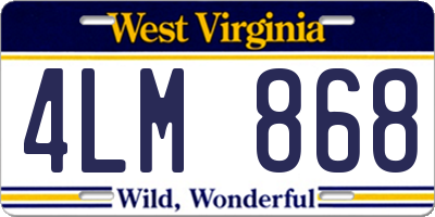 WV license plate 4LM868