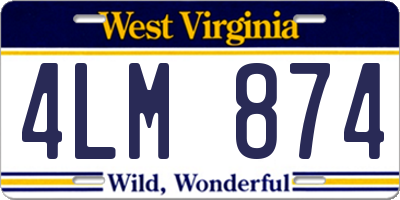 WV license plate 4LM874