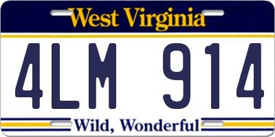 WV license plate 4LM914