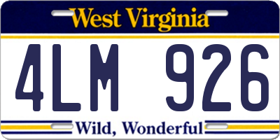 WV license plate 4LM926