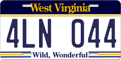 WV license plate 4LN044