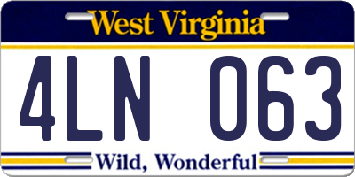 WV license plate 4LN063