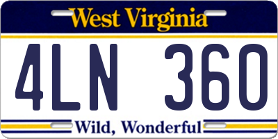 WV license plate 4LN360