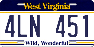 WV license plate 4LN451