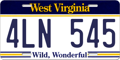 WV license plate 4LN545