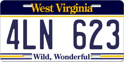 WV license plate 4LN623