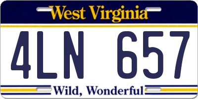 WV license plate 4LN657