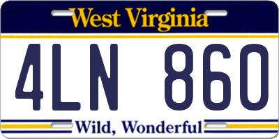 WV license plate 4LN860