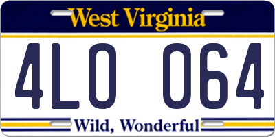 WV license plate 4LO064