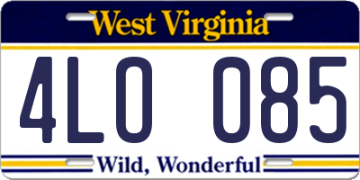 WV license plate 4LO085