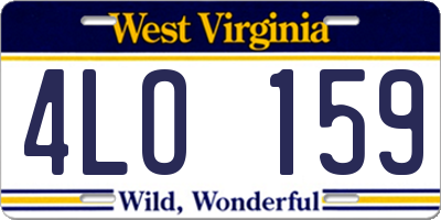 WV license plate 4LO159