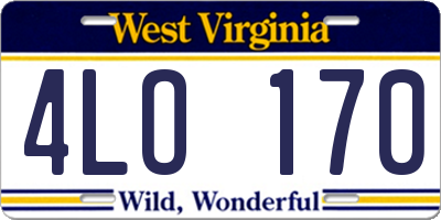 WV license plate 4LO170